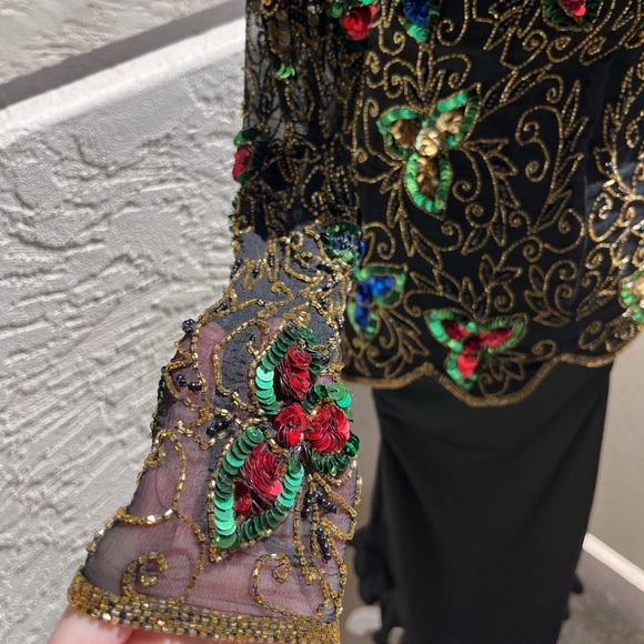 Fairycore Beaded Top | Vintage STENAY | 1980s Silk Sequin Blouse - Picture 11 of 14